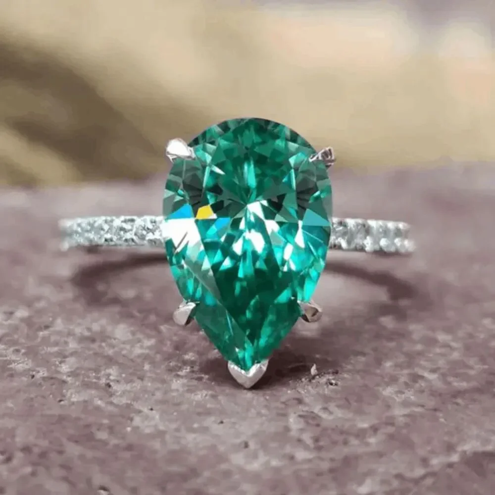 Emerald Diamond Anniversary Engagement Ring